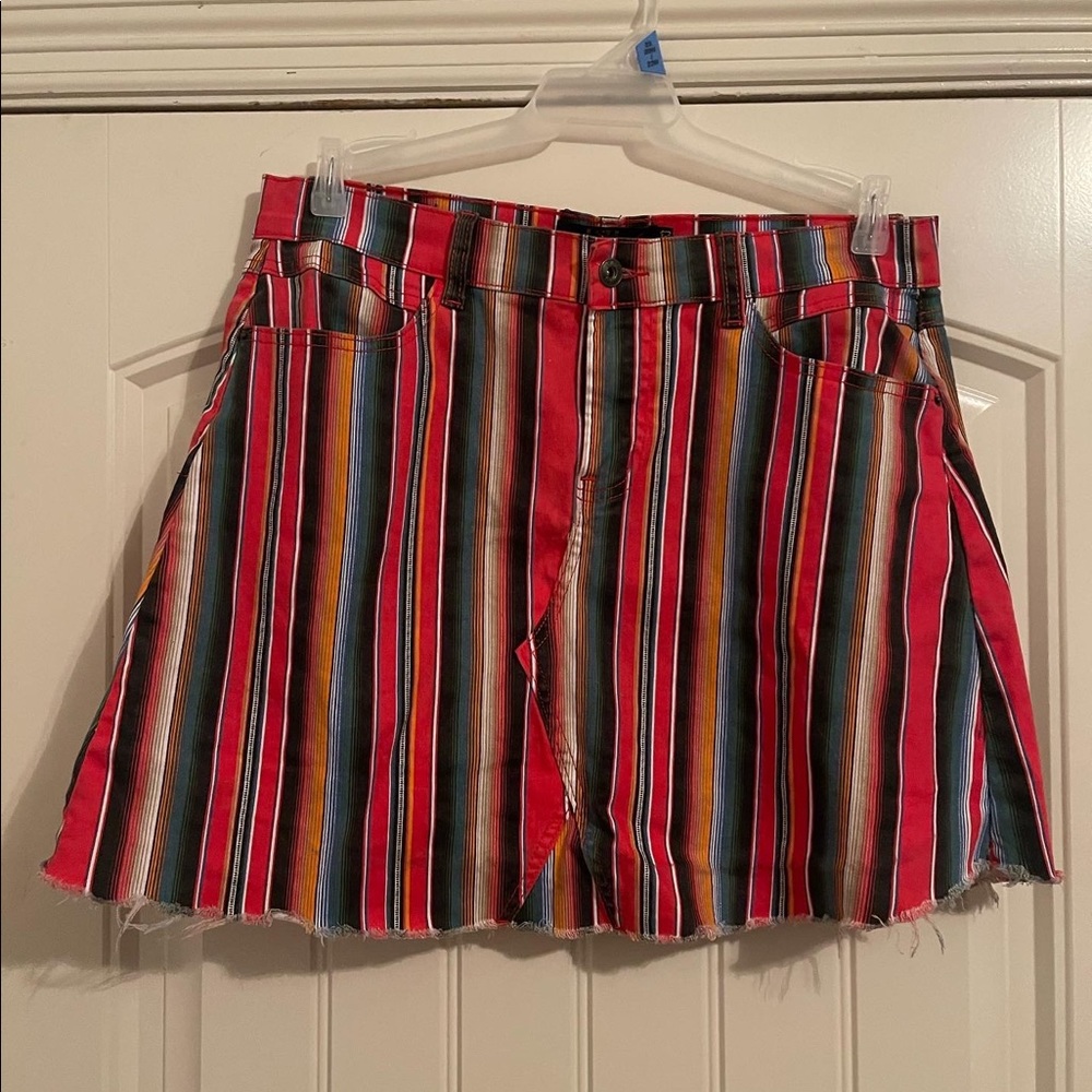 Serape denim skirt